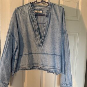 Free People Light Blue Denim Blouse